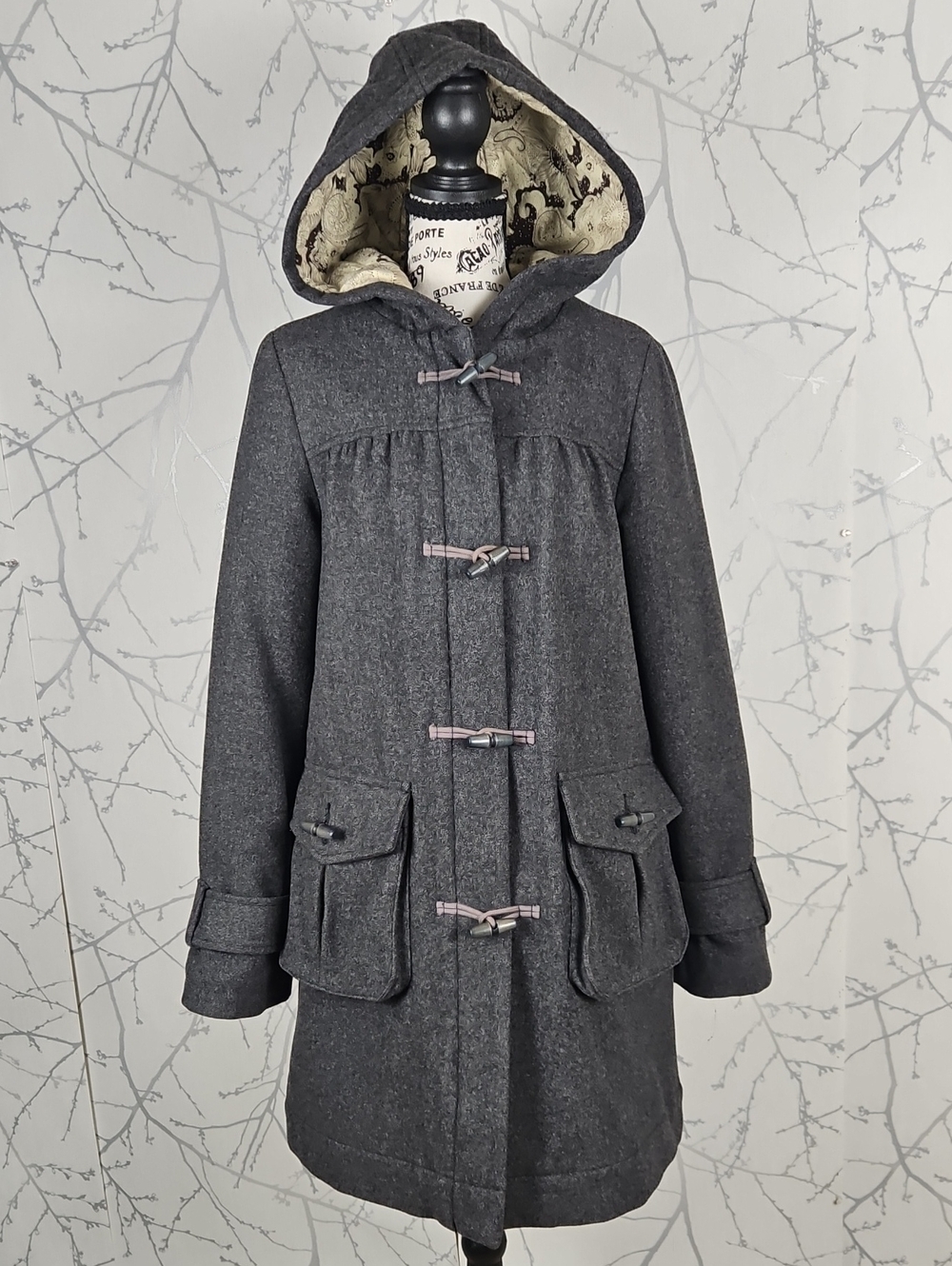 Urban Outfitters Lux Gray 90% Wool Toggle Duffle Coat